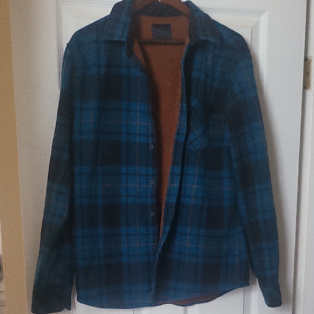 Nomad Men's Blue and Orange Plaid Shirt Jacket